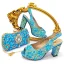 Sparkly Pool Blue Rhinestone Evening Party Clutch Bags Womens Sandals 2023 9 cm Thick Heels Open / Peep Toe Sandals High Heels Clutch Bags