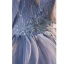 Fashion Sky Blue Pearl Sequins Lace Flower Cascading Ruffles Prom Dresses 2023 Ball Gown Strapless Sleeveless Backless Court Train Prom Formal Dresses