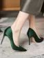 Modest / Simple Green Office OL Satin Pumps 2024 10 cm Stiletto Heels Pointed Toe Pumps High Heels