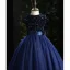 Vintage / Retro Chic / Beautiful Navy Blue Sequins Prom Flower Girl Dresses 2022 Ball Gown Scoop Neck Bow Sash Sleeveless Floor-Length / Long Flower Girl Dresses