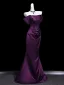 Vintage / Retro Purple Evening Dresses 2026 Trumpet / Mermaid Off-The-Shoulder Short Sleeve Backless Floor-Length / Long Evening Party Formal Dresses