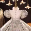 Vintage / Retro Multi-Colors Embroidered Short Flower Girl Dresses 2022 Ball Gown Ruffle High Neck Rhinestone Puffy Short Sleeve Prom Flower Girl Dresses