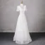 Chic / Beautiful White Sequins Prom Dresses 2024 A-Line / Princess Scoop Neck Short Sleeve Backless Floor-Length / Long Prom Formal Dresses