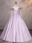 Elegant Lavender Prom Dresses 2025 Ball Gown Ruffle Scoop Neck 1/2 Sleeves Backless Floor-Length / Long Formal Dresses