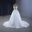 High End Glitzernden Weiß Perlenstickerei Perle Pailletten Brautkleider / Hochzeitskleider 2023 A Linie Bandeau Ärmellos Rückenfreies Hof-Schleppe Hochzeit