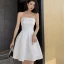 Sexy Ivory Party Dresses Cocktail Party 2022 A-Line / Princess Strapless Sleeveless Backless Knee-Length Formal Dresses