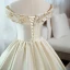 Elegant Champagne Prom Dresses 2022 Ball Gown Off-The-Shoulder Beading Sequins Sleeveless Backless Floor-Length / Long Prom Formal Dresses
