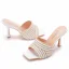 Sexy White Evening Party Pearl Rhinestone Summer Womens Sandals 2023 9 cm Stiletto Heels Open / Peep Toe Sandals High Heels