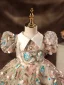 Chic / Beautiful Blushing Pink Beading Pearl Sequins Flower Girl Dresses 2022 Ball Gown V-Neck Puffy Short Sleeve Short Prom Flower Girl Dresses