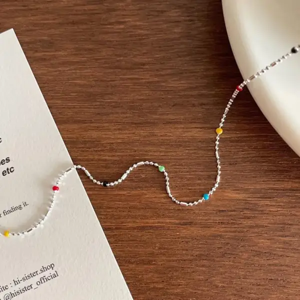 Eenvoudige Multi-Kleuren Kralen Sterling zilver Kettingen Accessoires 2023