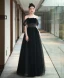 Sexy Black Beading Evening Dresses 2024 A-Line / Princess Off-The-Shoulder Sleeveless Backless Floor-Length / Long Evening Party Formal Dresses
