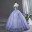 Vintage Lavendel Applikationen Spitze Blumen Ballkleider 2026 Ballkleid Rundhalsausschnitt Ärmellos Rückenfreies Lange Festliche Kleider