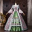 Mittelalterlich Vintage Himmelblau Strass Schleife Spitze Blumen Ballkleider 2026 Ballkleid Eckiger Ausschnitt Glockenhülsen Rückenfreies Lange Festliche Kleider