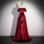 Modest / Simple Burgundy Velvet Prom Dresses 2024 A-Line / Princess Square Neckline Sleeveless Backless Floor-Length / Long Prom Formal Dresses