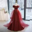 Chic / Belle Marron Organza Satin Robe De Bal 2023 Trompette / Sirène De l'épaule Sans Manches Dos Nu Noeud Train De Balayage Promo Robe De Ceremonie