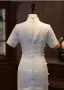 Vintage / Retro White Printing Tea-length Cheongsam 2026 Trumpet / Mermaid High Neck Short Sleeve
