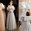 Charmant Gris Perlage Paillettes Robe De Soirée 2023 Princesse De l'épaule Gland Manches Courtes Dos Nu Longue Soirée Robe De Ceremonie