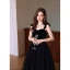 Chic / Beautiful Black Rhinestone Bow Prom Dresses 2022 A-Line / Princess Spaghetti Straps Sleeveless Backless Floor-Length / Long Prom Formal Dresses