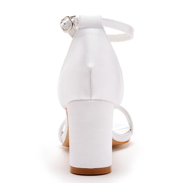 Sexy Weiß Abend Sandalen Damen 2023 Knöchelriemen 7 cm Thick Heels Peeptoes Sandaletten Hochhackige
