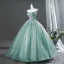 Traumhaft Lindgrün Perlenstickerei Applikationen Spitze Blumen Ballkleider 2026 Ballkleid Bandeau Ärmellos