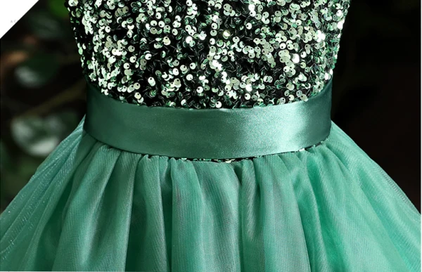 Vintage / Retro Dark Green Sequins Birthday Flower Girl Dresses 2024 Ball Gown Scoop Neck Sleeveless Bow Sash Floor-Length / Long