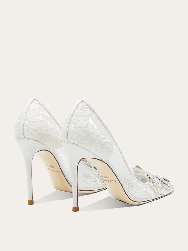 Élégant Blanche Faux Diamant Chaussure De Mariée 2024 Cuir 10 cm Talons Aiguilles À Bout Pointu Mariage Escarpins Talons Hauts