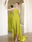 Chic / Beautiful Lime Green Evening Dresses Jumpsuit 2022 Crossed Straps A-Line / Princess Sleeveless Strapless Backless Sweep Train Evening Party