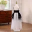 Chic / Beautiful Black Pearl Asymmetrical Flower Girl Dresses 2025 Birthday A-Line / Princess Spaghetti Straps Sleeveless Backless