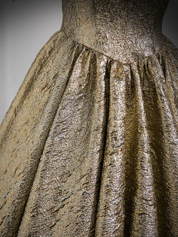 Sparkly Black Gold Glitter Prom Dresses Ball Gown 2023 Off-The-Shoulder Sleeveless Backless Floor-Length / Long Prom Formal Dresses