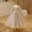 Sparkly Gold Beading Star Sequins Birthday Flower Girl Dresses 2023 Ball Gown Square Neckline 3/4 Sleeve Backless Floor-Length / Long Flower Girl Dresses