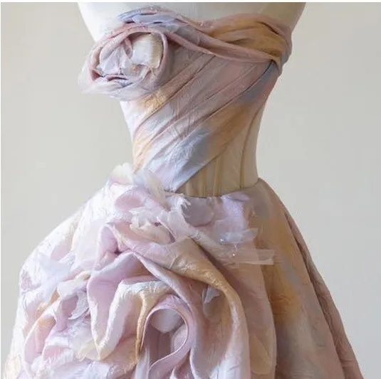 Chic / Beautiful Blushing Pink Printing Prom Dresses 2025 Ball Gown Strapless Sleeveless Backless Floor-Length / Long Formal Dresses