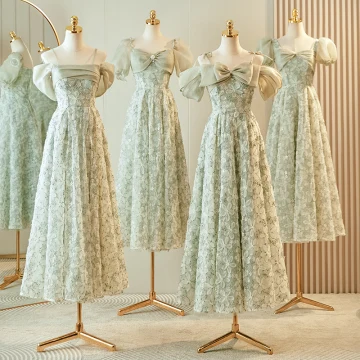 Chic Belle Vert Cendré Appliques Robe Demoiselle D Honneur 2023 Princesse Noeud Manches Courtes Dos Nu Longue Robe Demoiselle D Honneur