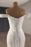 Luxe Blanche Fait main Perlage Perle Paillettes Robe De Mariée 2025 Trompette / Sirène De l'épaule Sans Manches Dos Nu Chapel Train Mariage