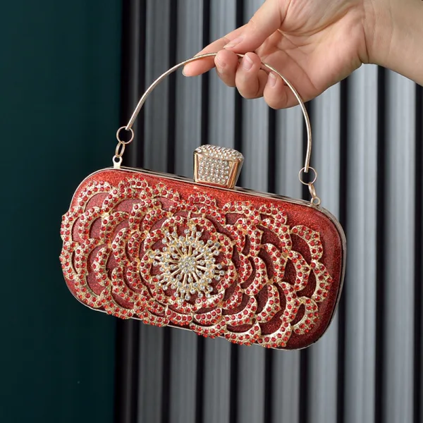 Fashion Red Rhinestone Evening Party Clutch Bags 2023