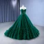 High-end Vintage / Retro Dark Green Pleated Prom Dresses 2023 Ball Gown Strapless Beading Sleeveless Backless Sweep Train Prom Formal Dresses