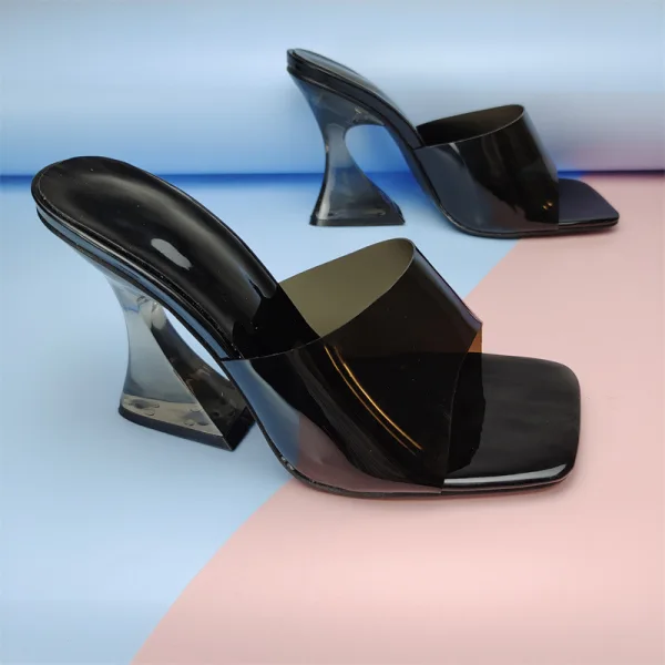 Fashion Transparent Silver Street Wear Summer Womens Sandals 2022 8 cm Stiletto Heels Crystal Open / Peep Toe Sandals High Heels