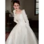 High-end Ivory Satin Appliques Winter Wedding Dresses 2023 Square Neckline A-Line / Princess Long Sleeve Backless Court Train Wedding