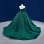 High-end Dark Green Handmade  Beading Prom Dresses 2022 Ball Gown Strapless Backless Long Sleeve Chapel Train Prom Formal Dresses