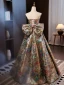 Vintage / Retro Multi-Colors Prom Dresses 2024 Ball Gown Strapless Sleeveless Backless Bow Floor-Length / Long Prom Formal Dresses