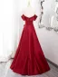 Schöne Burgunderrot Gespaltete Front Satin Ballkleider 2024 A Linie Off Shoulder Ärmellos Rückenfreies Lange Ball Festliche Kleider