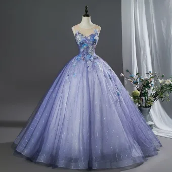 Vintage Lavendel Appliques Blonder Blomst Ballkjoler 2026 Ballkjole Scoop Halsen Uten Ermer Ryggløse Lange Formelle Kjoler