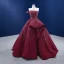 High End Burgunderrot Perlenstickerei Pailletten Ballkleider 2022 Ballkleid One-Shoulder Ärmellos Rückenfreies Sweep / Pinsel Zug Festliche Kleider