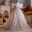 Sparkly Charming White Beading Pearl Sequins Birthday Flower Girl Dresses 2025 Ball Gown Square Neckline Short Sleeve Floor-Length / Long Tulle