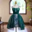 Vintage / Retro Dark Green Printing Homecoming Graduation Dresses 2024 Short Ball Gown Spaghetti Straps Sleeveless Backless Tulle