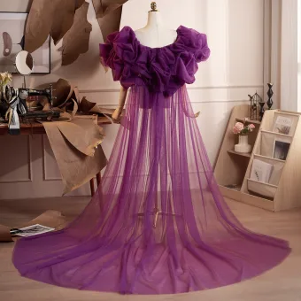 Chic Beautiful Purple Handmade Tulle Prom Jackets Wraps 2026