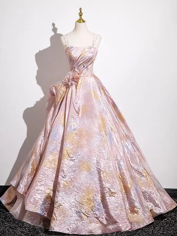 Chic / Beautiful Blushing Pink Appliques Prom Dresses 2025 Ball Gown Off-The-Shoulder Sleeveless Backless Floor-Length / Long Prom Formal Dresses