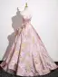 Chic / Beautiful Blushing Pink Appliques Prom Dresses 2025 Ball Gown Off-The-Shoulder Sleeveless Backless Floor-Length / Long Prom Formal Dresses