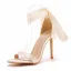 Sexy Champagne Evening Party Womens Sandals 2023 Satin Ankle Strap 10 cm Stiletto Heels Open / Peep Toe Sandals High Heels