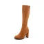 Fashion Brown Street Wear Winter Fall Womens Boots 2023 9 cm Thick Heels Pointed Toe Womens Boots