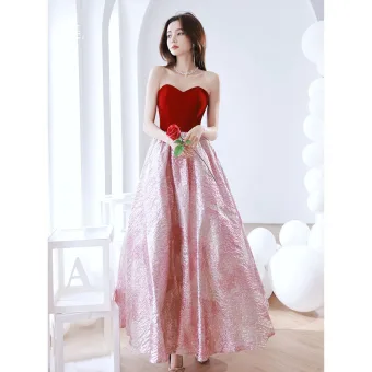 Mode Bordeaux Daim Robe De Soirée 2022 Princesse Bustier Sans Manches Dos Nu Longue Soirée Robe De Ceremonie